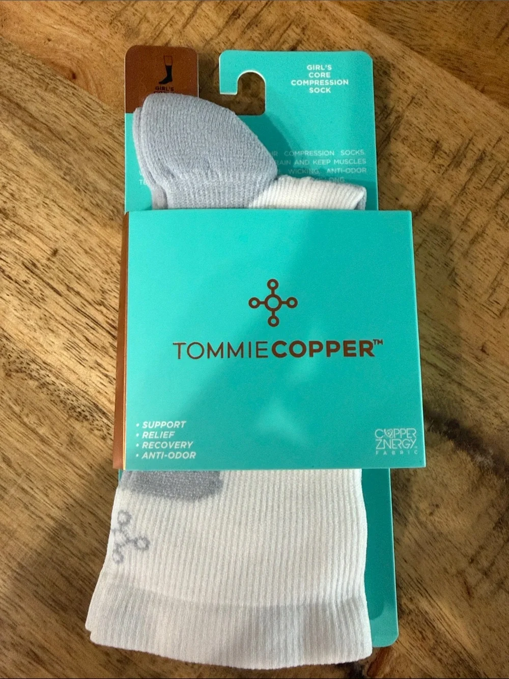 Girls White & Gray Compression Socks